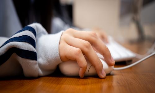 Student working on computer